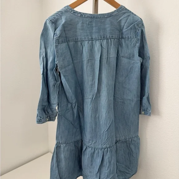 LOFT Light Blue Denim Tunic with Ruffle Hem - Picture 2 of 6